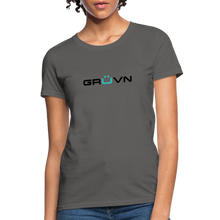 Load image into Gallery viewer, GRÜVN Women&#39;s T-Shirt - Black &amp; Blue logo (10 Colors) - charcoal
