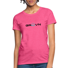 Load image into Gallery viewer, GRÜVN Women&#39;s T-Shirt - Black &amp; Blue logo (10 Colors) - heather pink

