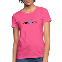 Load image into Gallery viewer, GRÜVN Women's T-Shirt - Black & Blue logo (10 Colors) - heather pink