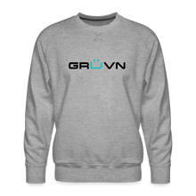 Load image into Gallery viewer, GRÜVN Men’s Premium Sweatshirt - Black &amp; Blue Logo (3 Colors) - heather grey

