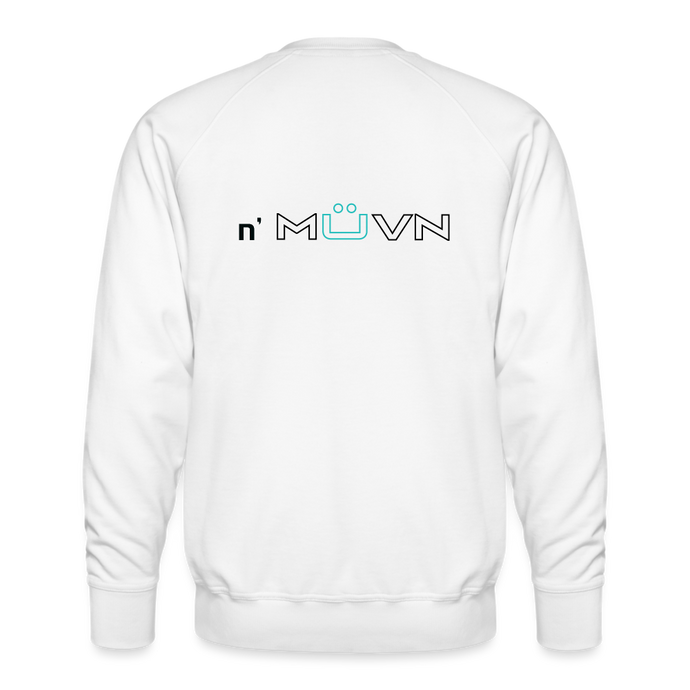 GRÜVN Men’s Premium Sweatshirt - n' MUVN on back - Black & Blue Logo (3 Colors) - white