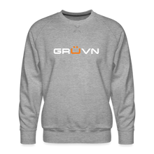Load image into Gallery viewer, GRÜVN Men’s Premium Sweatshirt - White & Orange logo (3 Colors) - heather grey