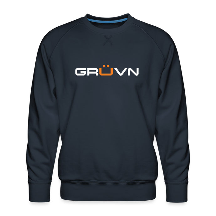 GRÜVN Men’s Premium Sweatshirt - White & Orange logo (3 Colors) - navy