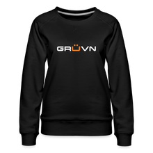 Load image into Gallery viewer, GRÜVN Women’s Premium Sweatshirt - White &amp; Orange logo (3 Colors) - black
