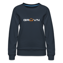 Load image into Gallery viewer, GRÜVN Women’s Premium Sweatshirt - White & Orange logo (3 Colors) - navy
