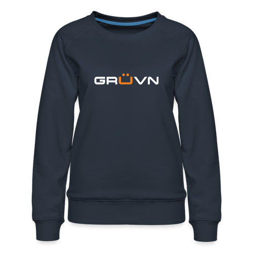 GRÜVN Women’s Premium Sweatshirt - White & Orange logo (3 Colors) - navy