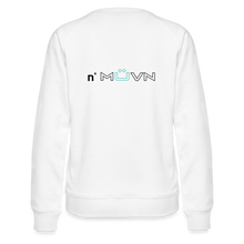 Load image into Gallery viewer, GRÜVN Women’s Premium Sweatshirt -  n' MUVN on back - Black & Blue logo (3 Colors) - white