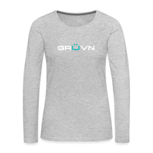 Load image into Gallery viewer, GRÜVN Women's Premium Long Sleeve Shirt - White & Blue (5 Colors) - heather gray