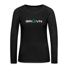 Load image into Gallery viewer, GRÜVN Women's Premium Long Sleeve Shirt - White & Blue (5 Colors) - charcoal grey