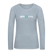 Load image into Gallery viewer, GRÜVN Women's Premium Long Sleeve Shirt - White & Blue (5 Colors) - heather ice blue