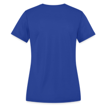 Load image into Gallery viewer, GRÜVN Women's Moisture Wicking Performance T-Shirt - White & Orange Logo (4 Colors) - royal blue
