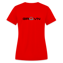 Load image into Gallery viewer, LIVE IT Women's Moisture Wicking Performance T-Shirt (GRUVN on back) - Blue Logo (4 Colors) - red