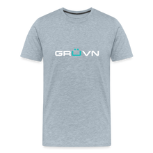 Load image into Gallery viewer, GRÜVN Men's Premium T-Shirt - White & Blue Logo (9 colors) - heather ice blue