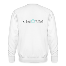 Load image into Gallery viewer, GRÜVN Men’s Premium Sweatshirt - n' MUVN on back - Black & Blue Logo (3 Colors) - white