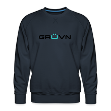 Load image into Gallery viewer, GRÜVN Men’s Premium Sweatshirt - n' MUVN on back - Black & Blue Logo (3 Colors) - navy