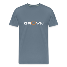 Load image into Gallery viewer, GRÜVN Men's Premium T-Shirt - White & Orange Logo (12 colors) - steel blue