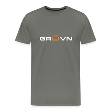 Load image into Gallery viewer, GRÜVN Men's Premium T-Shirt - White & Orange Logo (12 colors) - asphalt gray