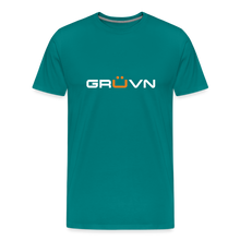 Load image into Gallery viewer, GRÜVN Men's Premium T-Shirt - White & Orange Logo (12 colors) - teal