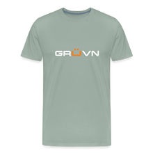Load image into Gallery viewer, GRÜVN Men's Premium T-Shirt - White & Orange Logo (12 colors) - steel green