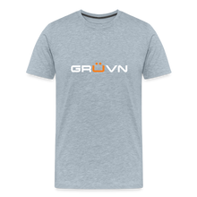 Load image into Gallery viewer, GRÜVN Men's Premium T-Shirt - White & Orange Logo (12 colors) - heather ice blue