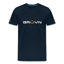 Load image into Gallery viewer, GRÜVN Men's Premium T-Shirt - White & Orange Logo (12 colors) - deep navy