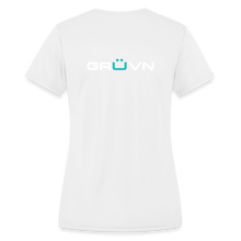 Load image into Gallery viewer, LIVE IT Women's Moisture Wicking Performance T-Shirt (GRUVN on back) - White Logo (4 Colors) - white