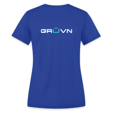 Load image into Gallery viewer, LIVE IT Women's Moisture Wicking Performance T-Shirt (GRUVN on back) - White Logo (4 Colors) - royal blue