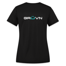 Load image into Gallery viewer, LIVE IT Women's Moisture Wicking Performance T-Shirt (GRUVN on back) - White Logo (4 Colors) - black