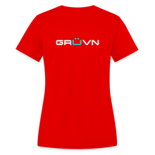 Load image into Gallery viewer, LIVE IT Women's Moisture Wicking Performance T-Shirt (GRUVN on back) - White Logo (4 Colors) - red
