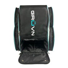Load image into Gallery viewer, Tour backpack shoe compartment GRUVN pickleball bag racquet bag black blue