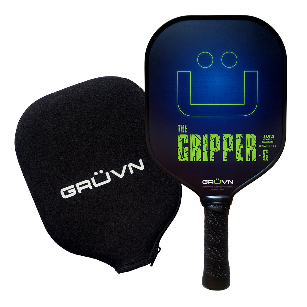 http://gruvn.co/cdn/shop/products/pickleball-paddle-graphite-GRUVN-The-Gripper-G-Blue-Green-Smile-3D-Grip-Straight-Ahead-w-Cover-1000.jpg?v=1632674951