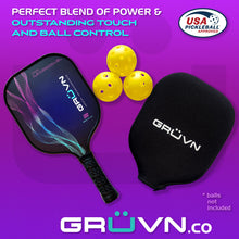 Load image into Gallery viewer, Pickleball paddles graphite 16mm GRUVN Launch-G16 with cover
