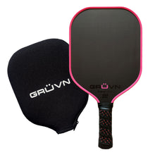 Load image into Gallery viewer, Carbon fiber pickleball paddle pink 13mm GRUVN RAW-13V with cover