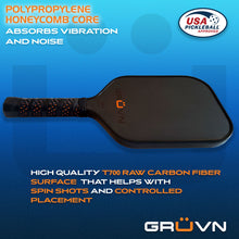 Load image into Gallery viewer, PIckleball paddle raw carbon fiber RAW-16H GRUVN hybrid orange polypropyline honeycomb core