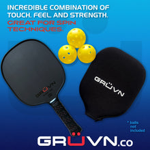 Load image into Gallery viewer, Round Pickleball Paddle T700 Raw Carbon Fiber Red GRUVN RAW-16R with cover

