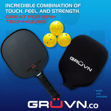 Load image into Gallery viewer, Round Pickleball Paddle T700 Raw Carbon Fiber Red GRUVN RAW-16R with cover