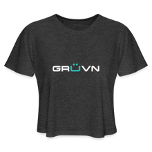 Load image into Gallery viewer, GRÜVN Women's Cropped T-Shirt - White & Blue - deep heather
