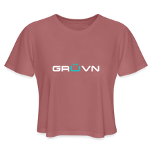 Load image into Gallery viewer, GRÜVN Women's Cropped T-Shirt - White & Blue - mauve