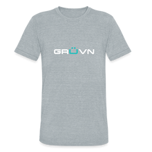 Load image into Gallery viewer, GRÜVN Unisex Tri-Blend T-Shirt - White & Blue - heather grey