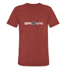 Load image into Gallery viewer, GRÜVN Unisex Tri-Blend T-Shirt - White & Blue - heather cranberry