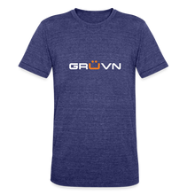 Load image into Gallery viewer, GRÜVN Unisex Tri-Blend T-Shirt - White & Orange - heather indigo