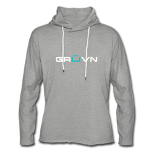 Load image into Gallery viewer, GRÜVN Unisex Lightweight Terry Hoodie - White & Blue - heather gray