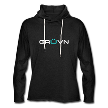 Load image into Gallery viewer, GRÜVN Unisex Lightweight Terry Hoodie - White & Blue - charcoal gray