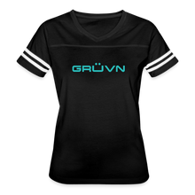 Load image into Gallery viewer, GRÜVN Women’s Vintage Sport T-Shirt - Blue (7 Colors) - black/white
