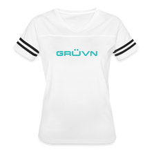 Load image into Gallery viewer, GRÜVN Women’s Vintage Sport T-Shirt - Blue (7 Colors) - white/black
