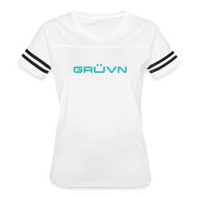 Load image into Gallery viewer, GRÜVN Women’s Vintage Sport T-Shirt - Blue (7 Colors) - white/black