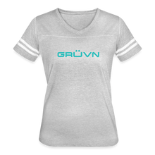 Load image into Gallery viewer, GRÜVN Women’s Vintage Sport T-Shirt - Blue (7 Colors) - heather gray/white