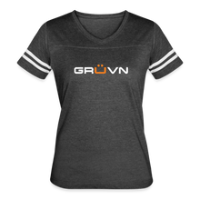 Load image into Gallery viewer, GRUVN Women’s Vintage Sport T-Shirt - White & Orange (6 Colors) - vintage smoke/white