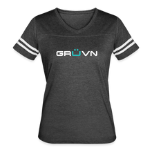 Load image into Gallery viewer, GRÜVN Women’s Vintage Sport T-Shirt - White & Blue (7 Colors) - vintage smoke/white
