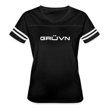 Load image into Gallery viewer, GRÜVN Women’s Vintage Sport T-Shirt - White (7 Colors) - black/white